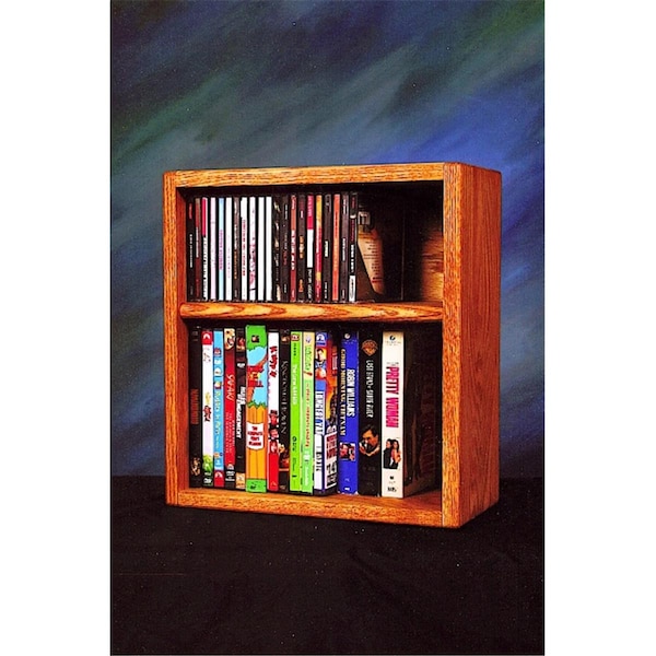 Wood Shed Solid Oak desktop or shelf for CDs and DVDs- VHS Tapes 211-1 W - main